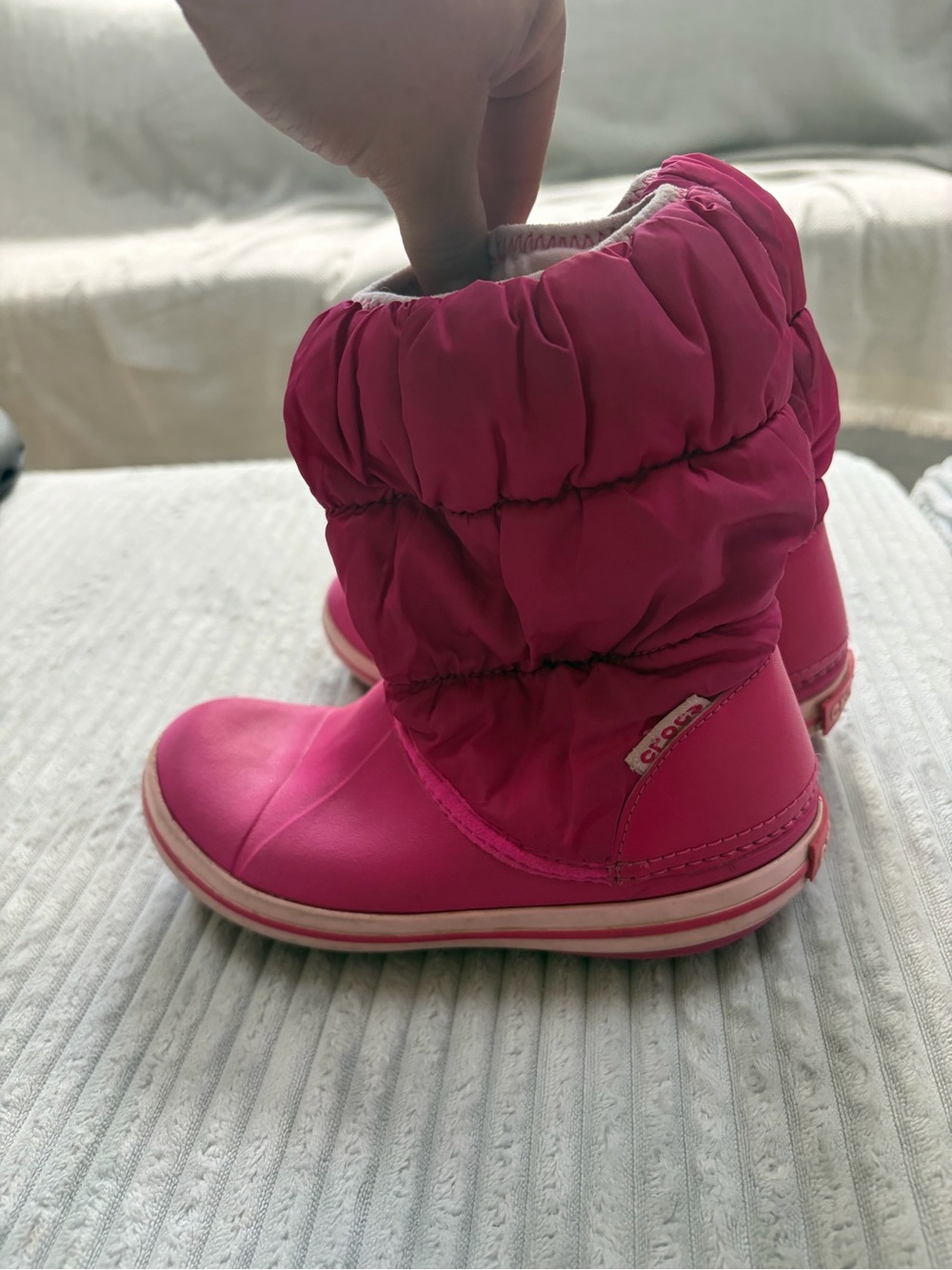 CROCS Kids Bright Pink Puffy Snow Boots